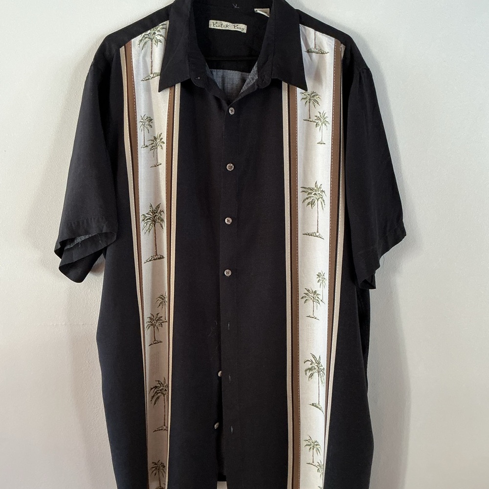 Classic Black Palm Tree Button Down Shirt